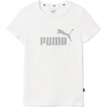T-shirt Sportiva PUMA Bambina ESS+ GLITTER LOGO Bianco