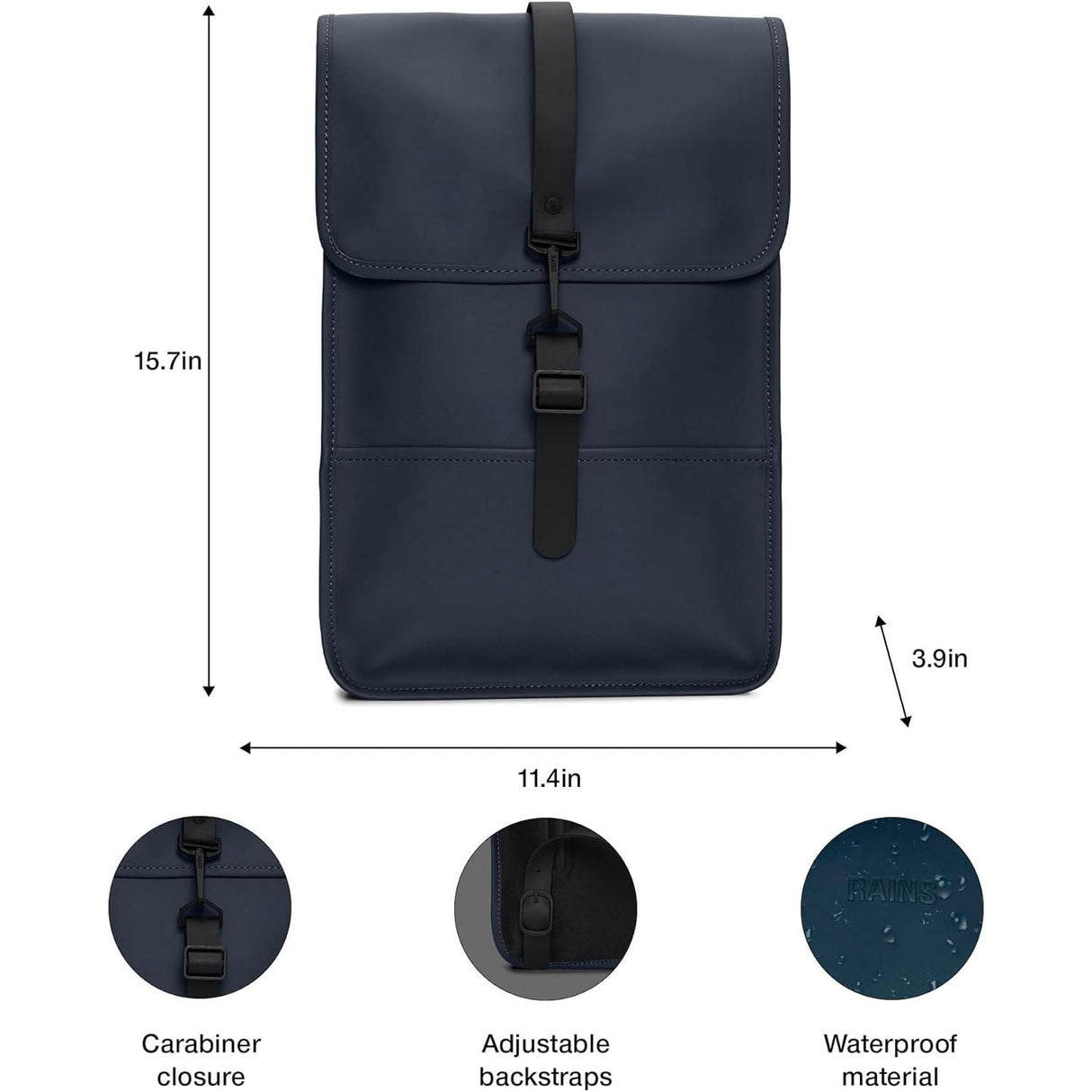 Zaino Rains Unisex Mini Navy Rains  Angolo dello Sport