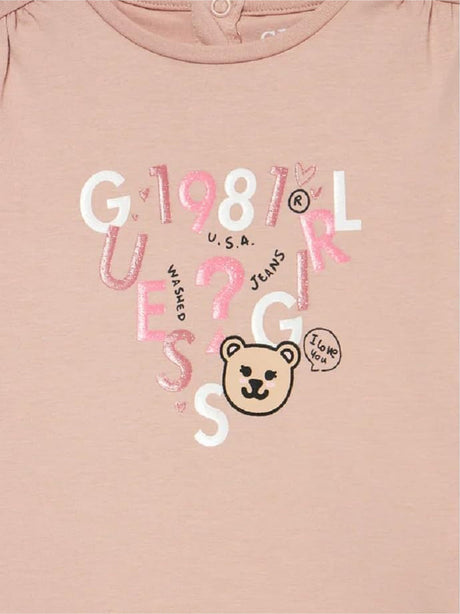 T-Shirt Guess Jr Bambina Ls Rosa Guess  Angolo dello Sport