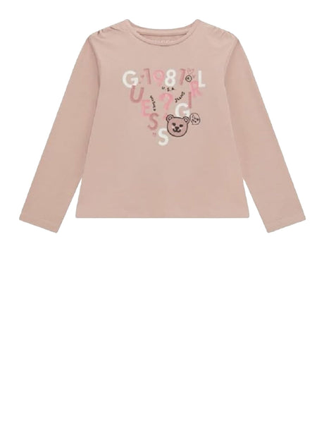 T-Shirt Guess Jr Bambina Ls Rosa Guess  Angolo dello Sport
