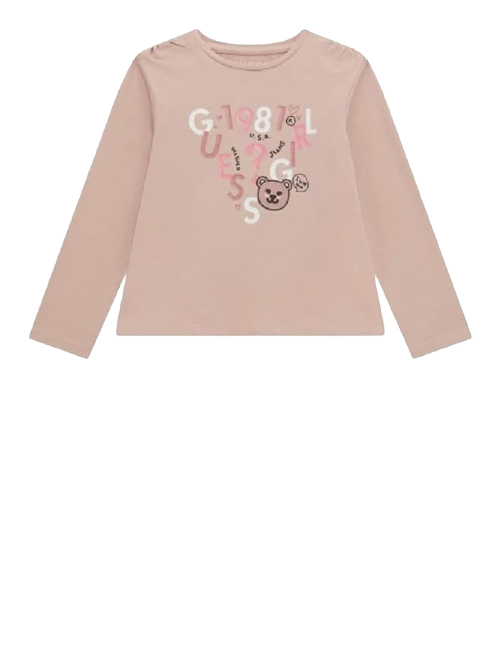 T-Shirt Guess Jr Bambina Ls Rosa Guess Angolo dello Sport