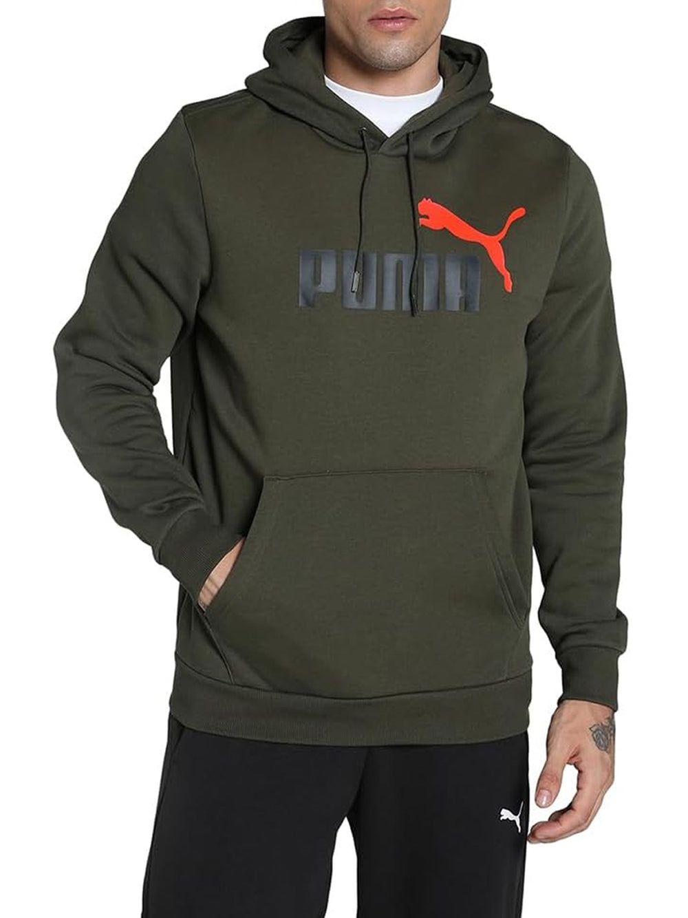 Felpa Puma Uomo Ess+ 2 Col Ig Logo Hoodie Verde Puma Angolo dello Sport