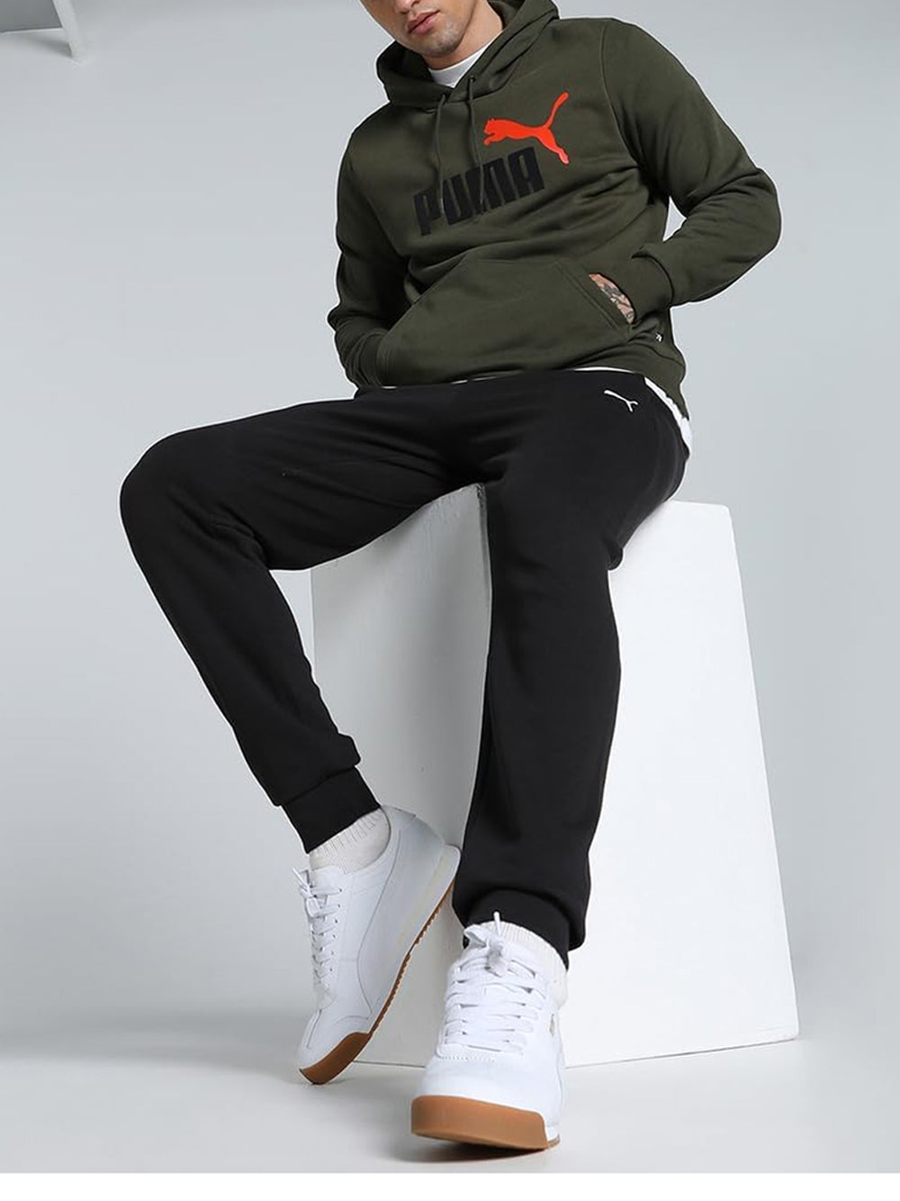 Felpa Puma Uomo Ess+ 2 Col Ig Logo Hoodie Verde Puma Angolo dello Sport