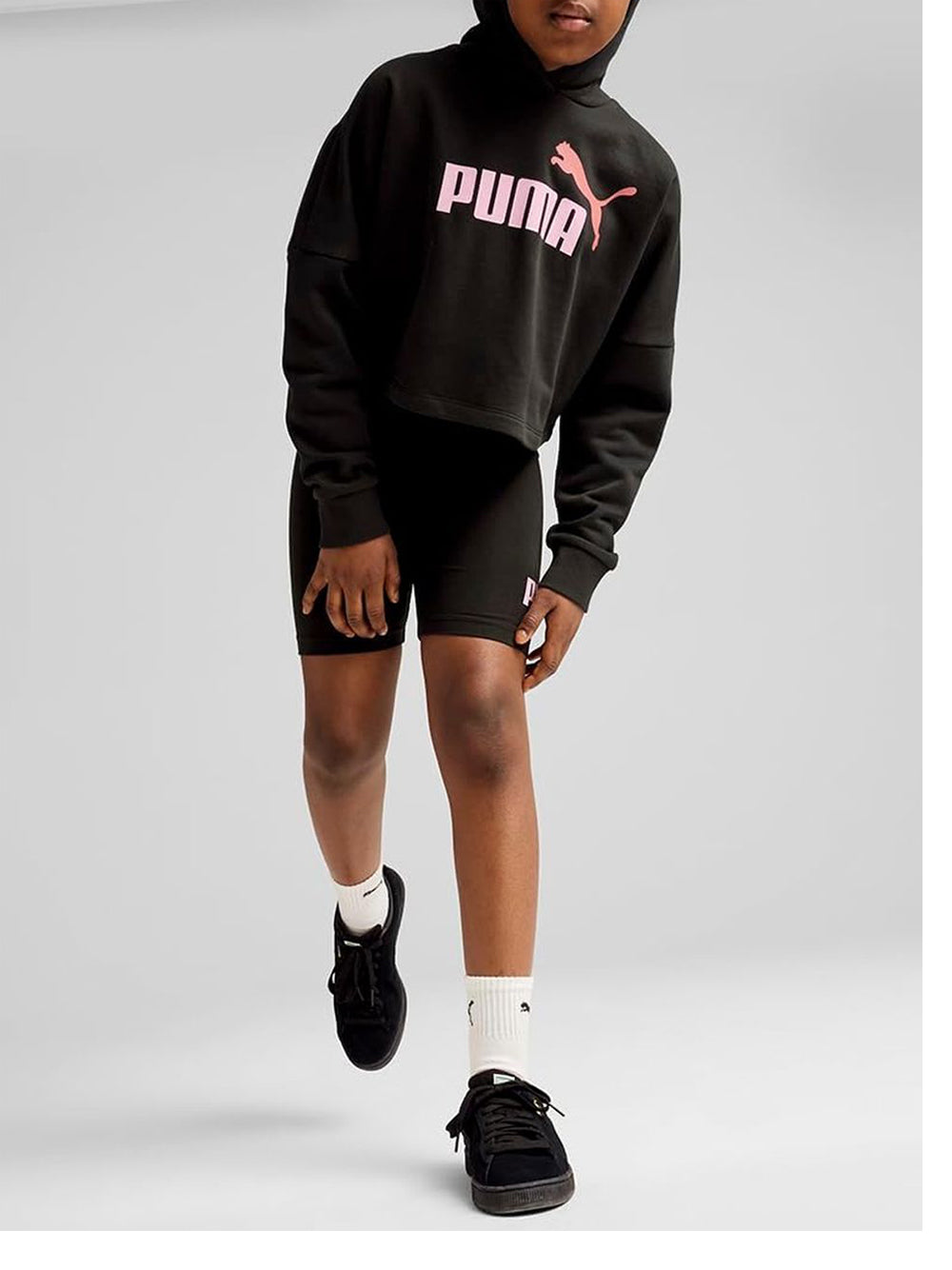 Felpa Puma Bambina Ess Logo Cropped Hoodie G Nero Puma  Angolo dello Sport