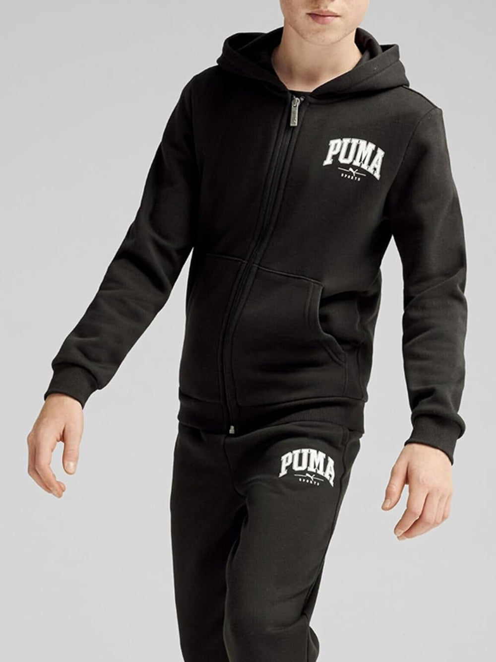 Felpa Puma Bambino Squad FulL-Zip Sweat Suit Fl B Nero Puma Angolo dello Sport