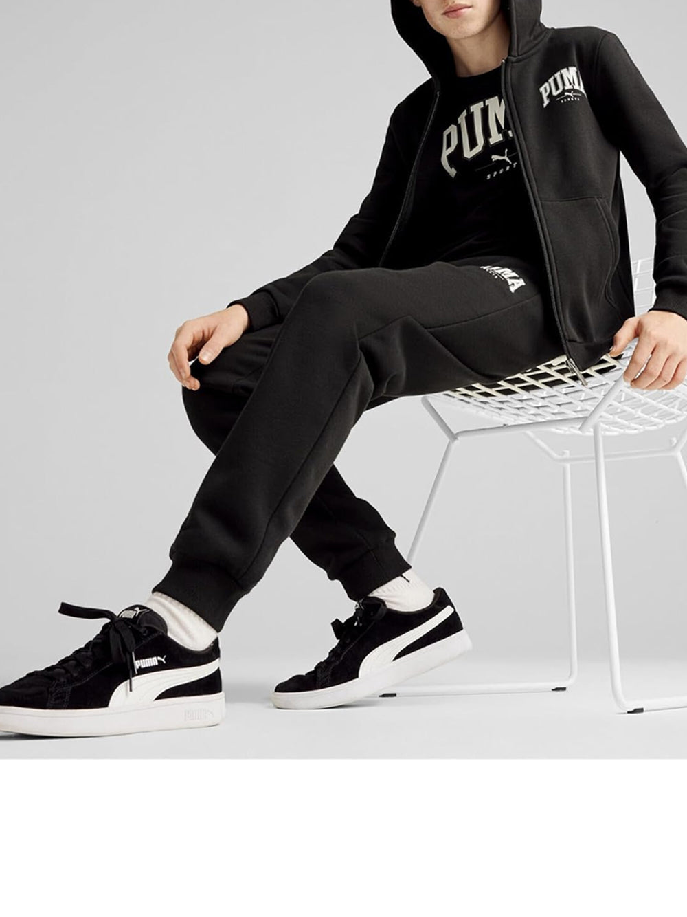 Felpa Puma Bambino Squad FulL-Zip Sweat Suit Fl B Nero Puma Angolo dello Sport