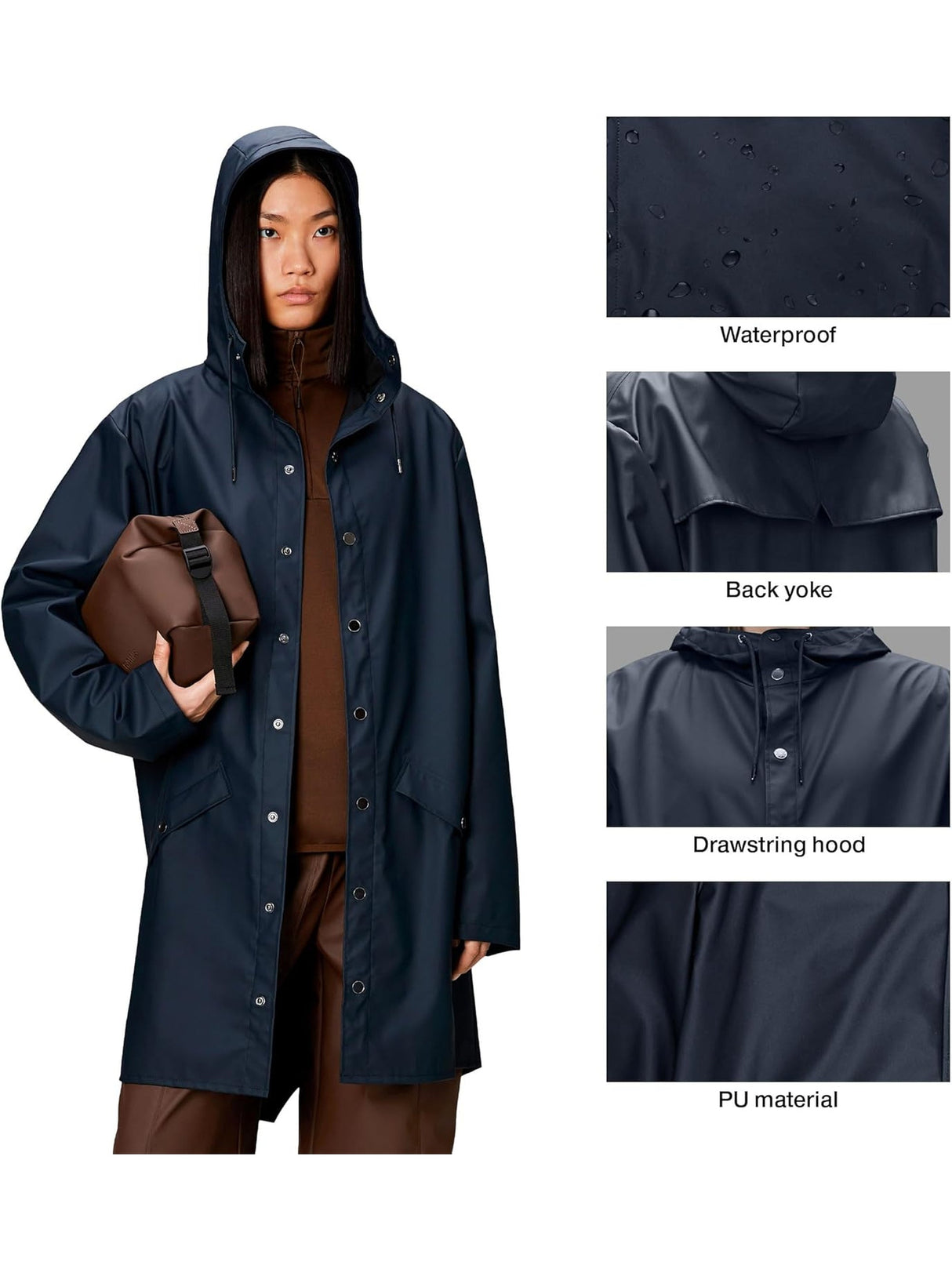 Impermeabile Rains Unisex Long Navy Rains Angolo dello Sport