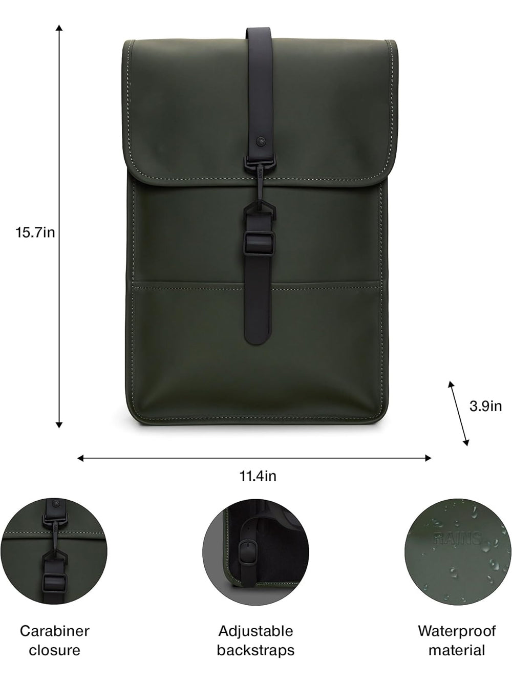 Zaino Rains Unisex Mini Verde Rains  Angolo dello Sport