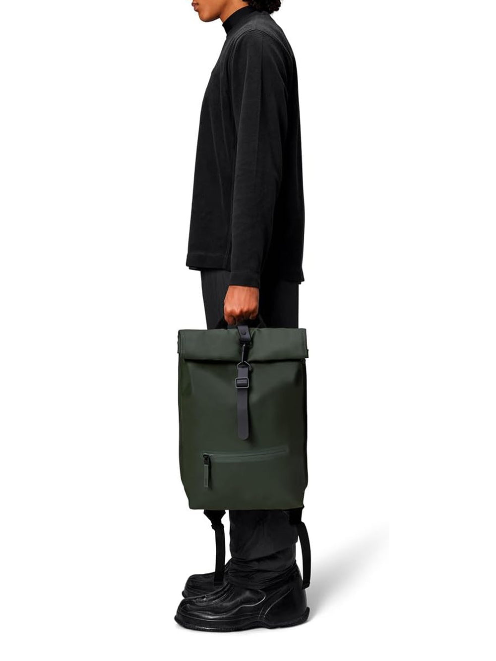 Zaino Rains Unisex Rolltop Rucksack Verde Rains Angolo dello Sport