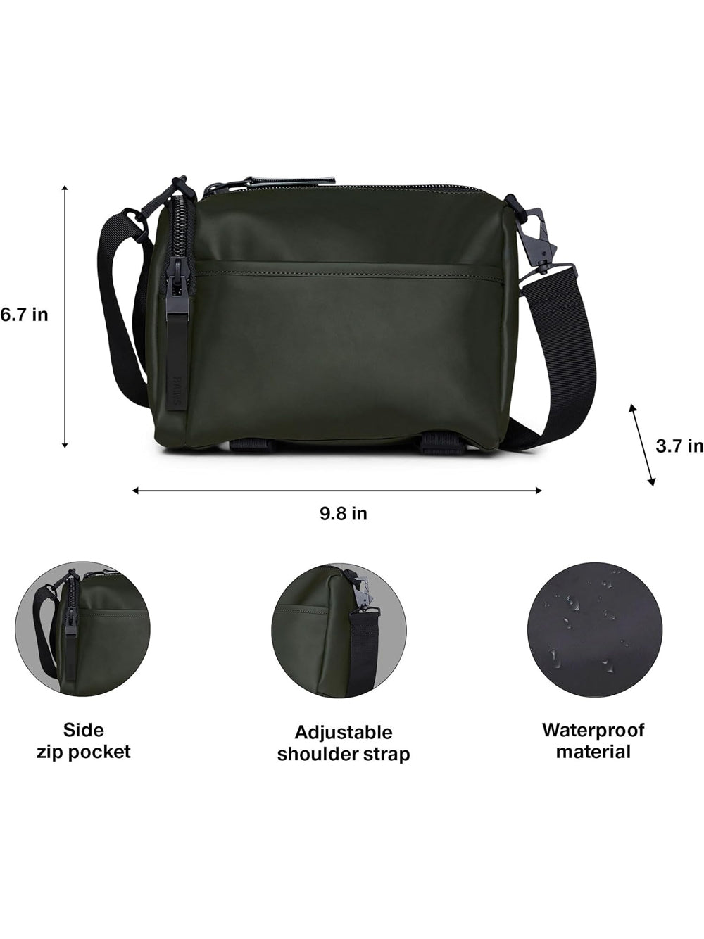 Borsa Rains Unisex Texel Crossbo Verde Rains  Angolo dello Sport