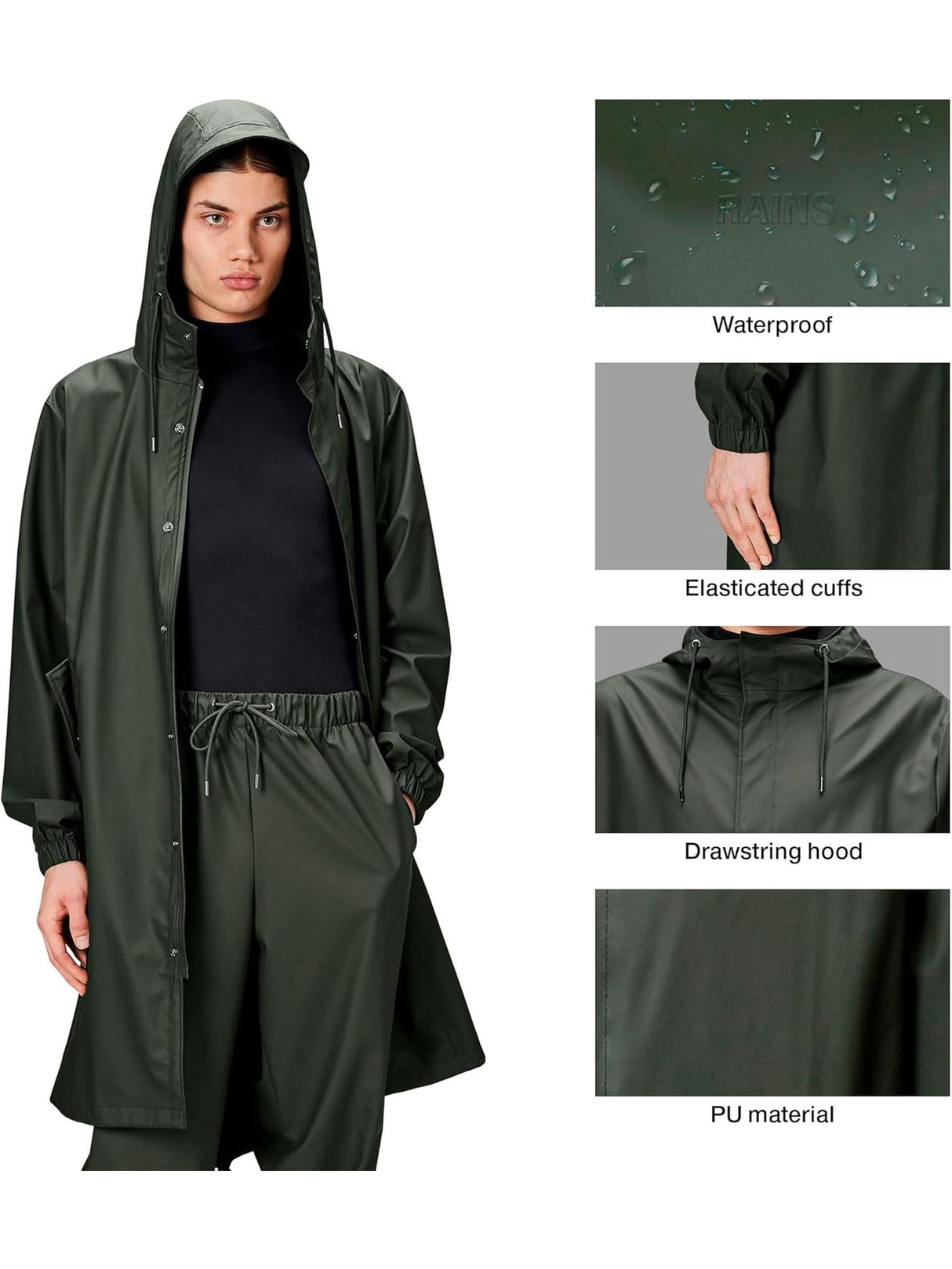 Impermeabile Rains Donna Fishtail Verde Rains Angolo dello Sport