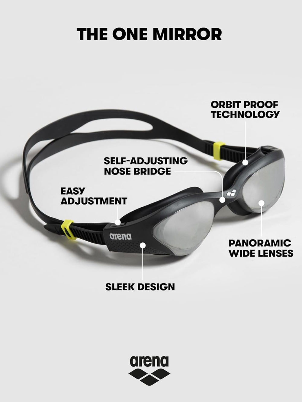 Occhiali - Occhialini Tehe One Mirror Arena Unisex Silver Black - Nero