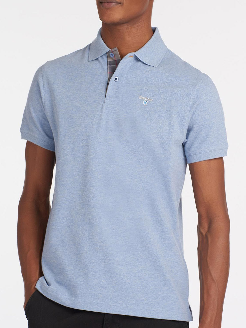 Polo Barbour Tartan Pique Uomo - Celeste