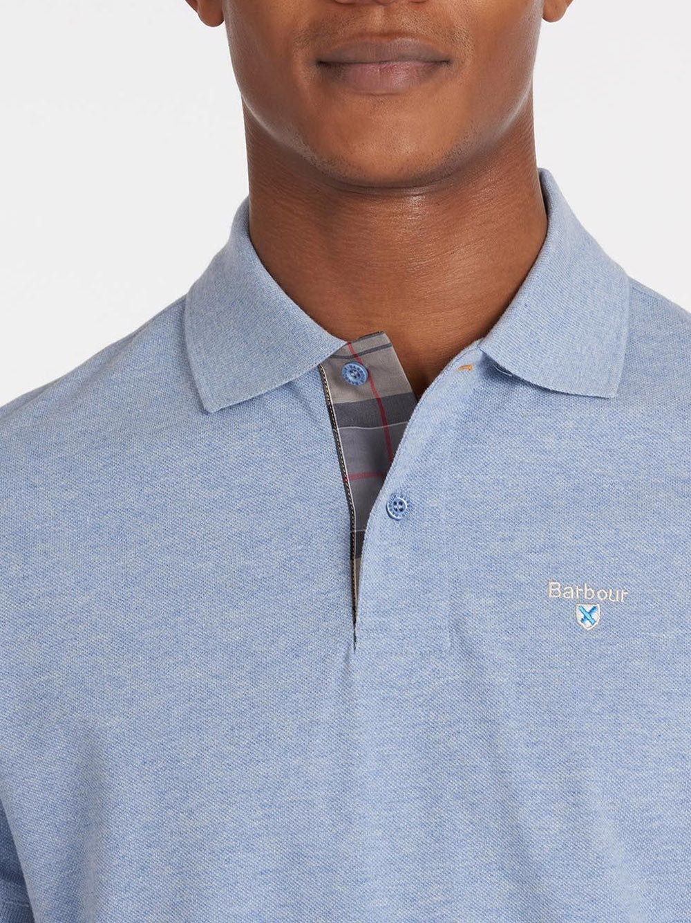 Polo Barbour Tartan Pique Uomo - Celeste