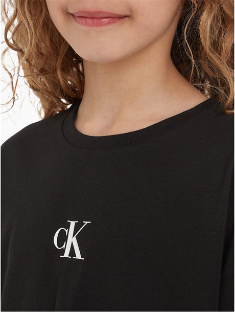 T-Shirt Ck Logo Boxy Calvin Klein Jr Bambina - Nero Calvin Klein  Angolo dello Sport