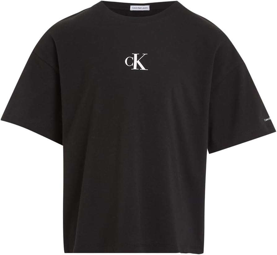 T-Shirt Ck Logo Boxy Calvin Klein Jr Bambina - Nero Calvin Klein Angolo dello Sport