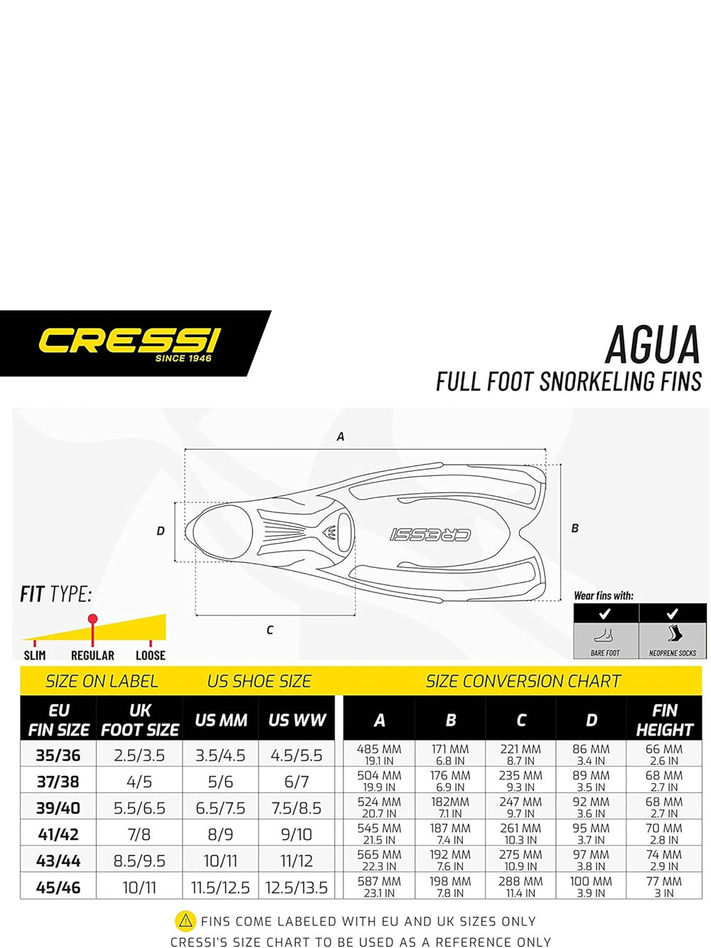 Pinne Agua Cressi Unisex