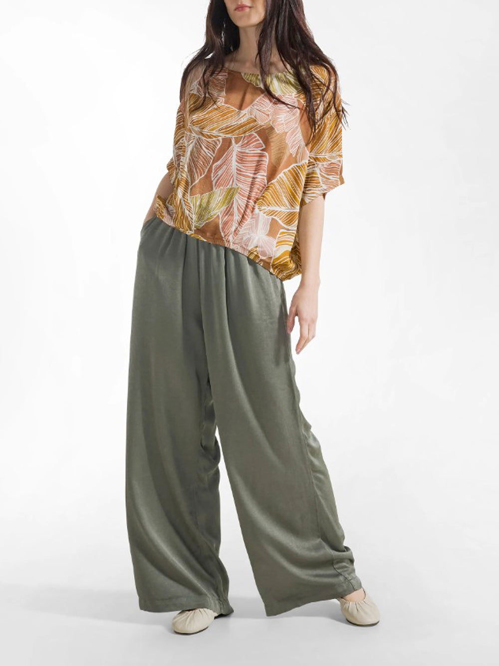 Pantalone Satin Palazzo Deha Donna - Verde