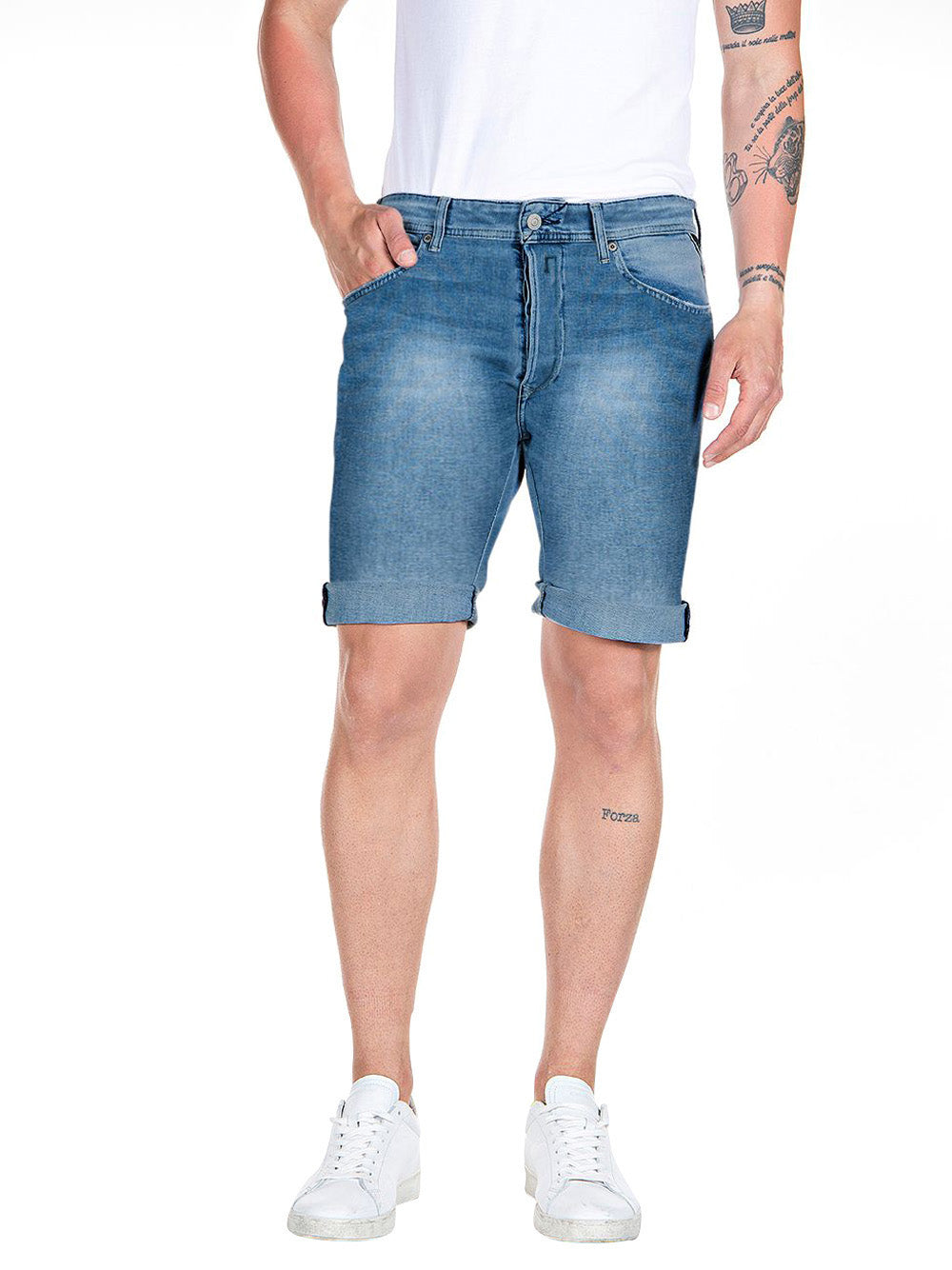 Bermuda Tapered Replay Uomo - Blu