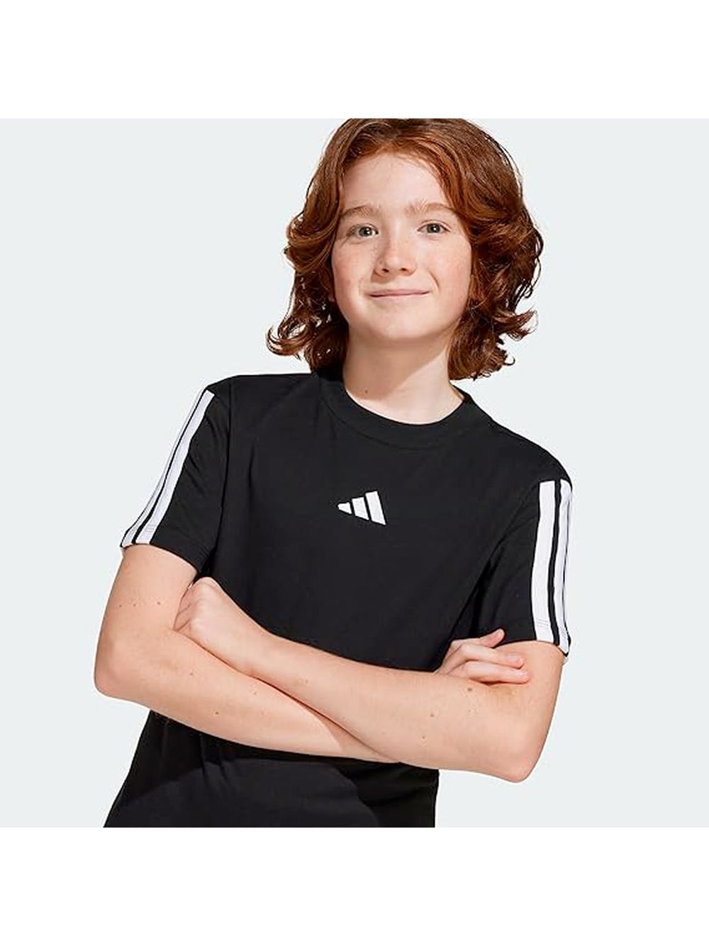 T-shirt Adidas ESSENTIALS 3 STRIPES Bambino - Nero