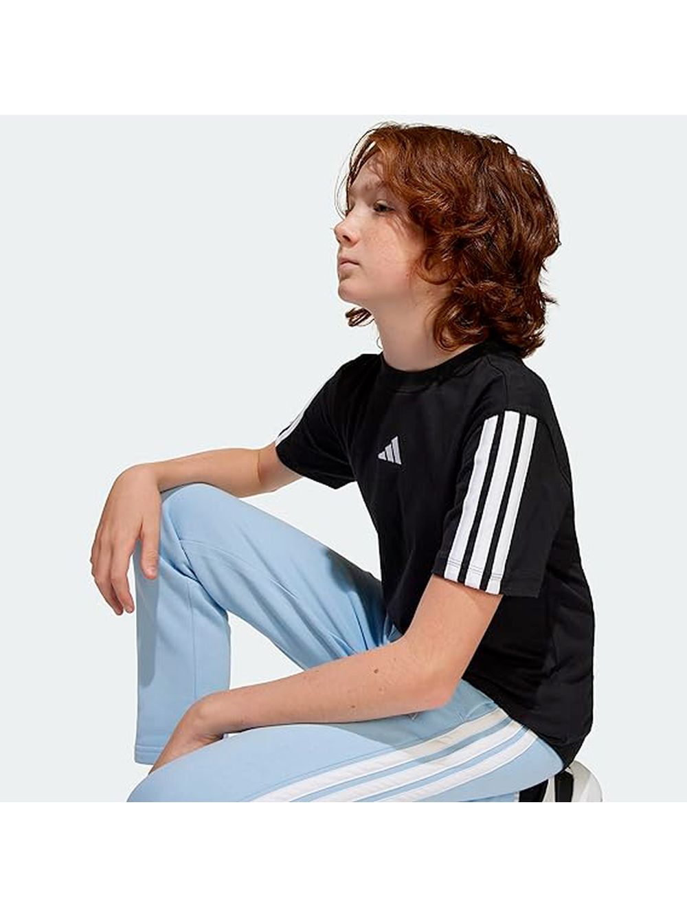 T-shirt Adidas ESSENTIALS 3 STRIPES Bambino - Nero