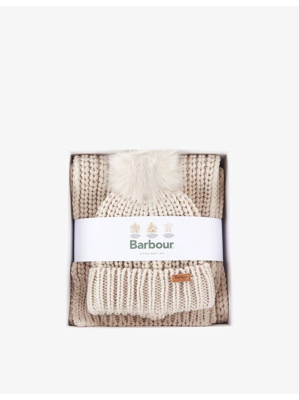 Set Barbour salturn beanie & scarf Donna - Bianco