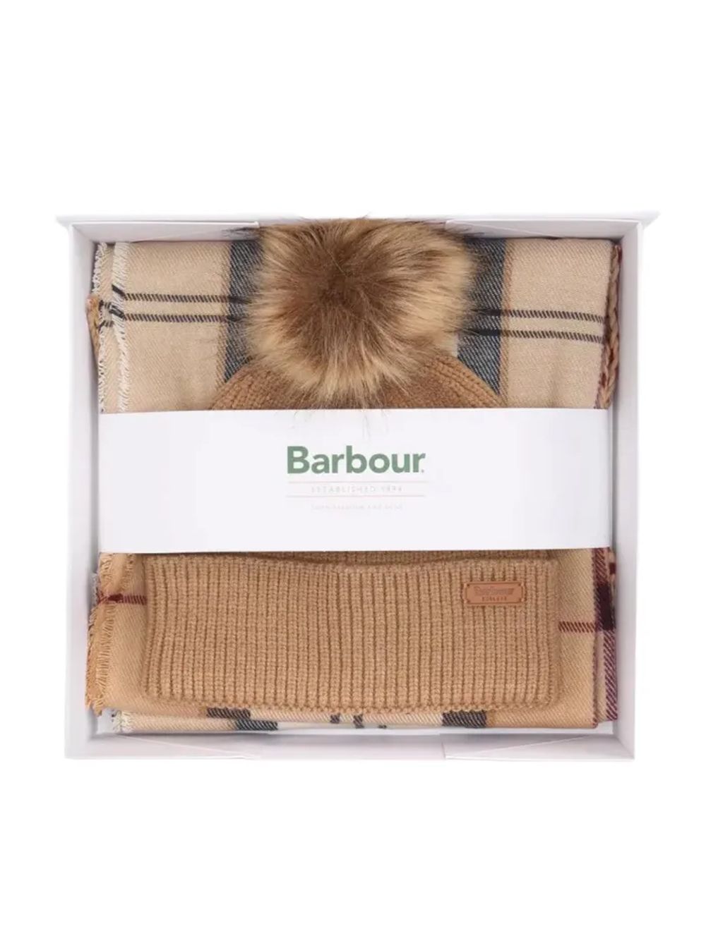 Set Barbour dover beanie & hailes scarf Donna - Marrone