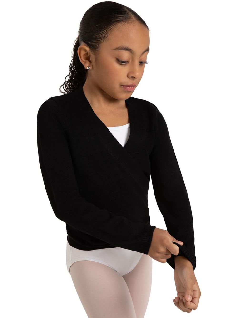 Maglia Sportiva Capezio wrap sweater Bambina - Nero