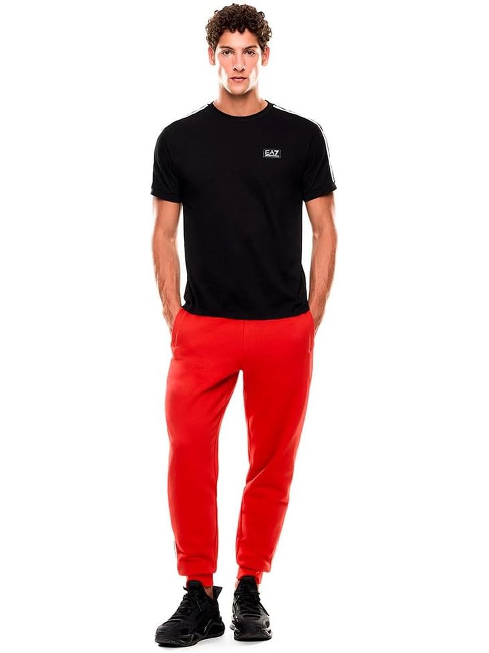 T-shirt Ea7 Train Logo Braided Tape Uomo - Nero