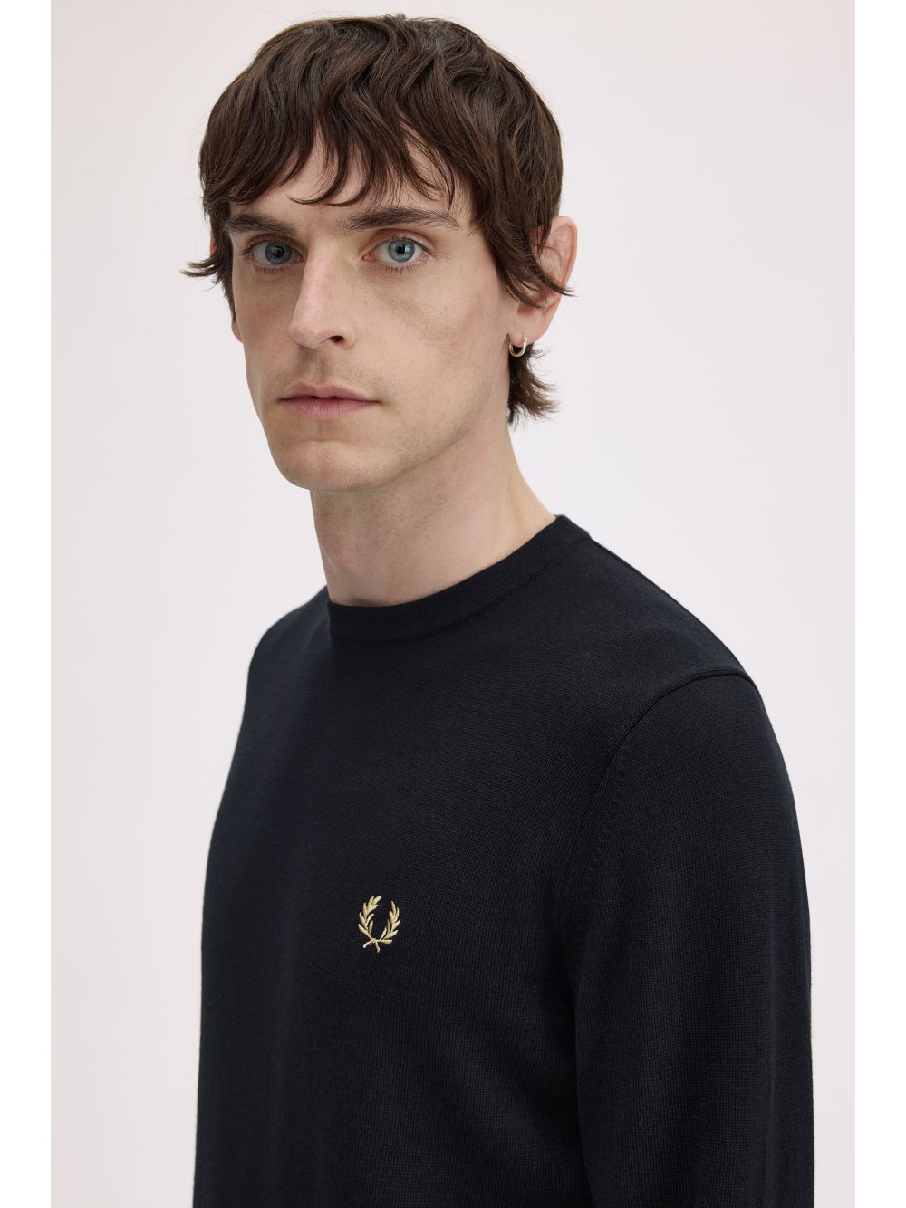Pullover Fred Perry Classic Crew Neck Jumper Uomo - Nero Fred Perry Angolo dello Sport