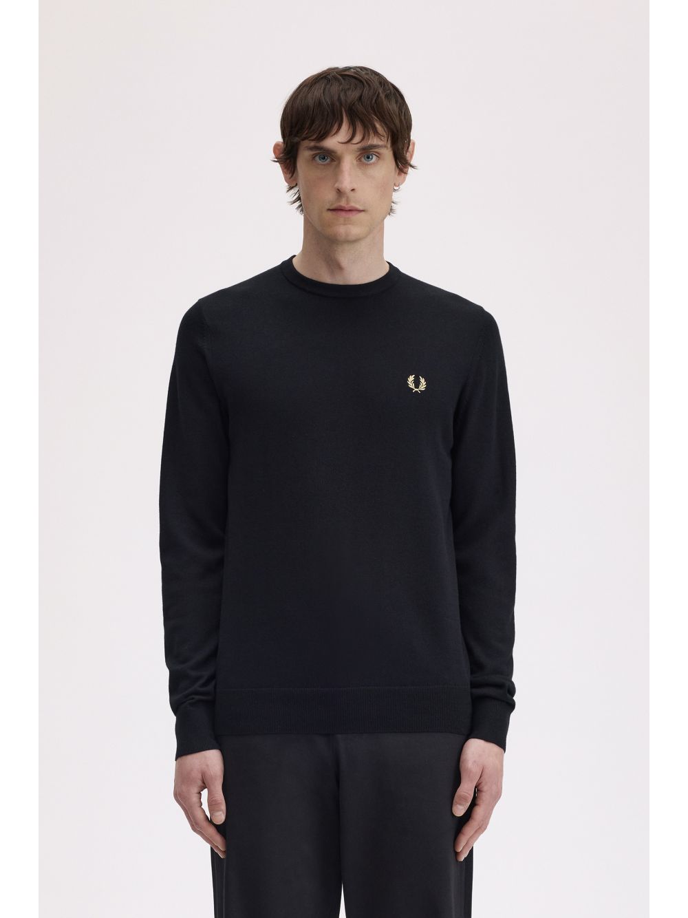 Pullover Fred Perry Classic Crew Neck Jumper Uomo - Nero Fred Perry Angolo dello Sport