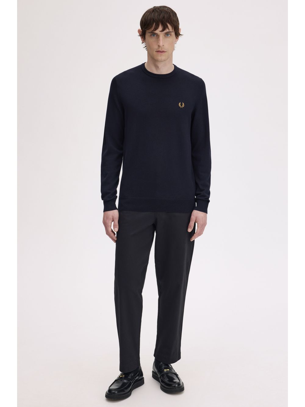 Pullover Fred Perry Classic Crew Neck Uomo - Navy Fred Perry Angolo dello Sport