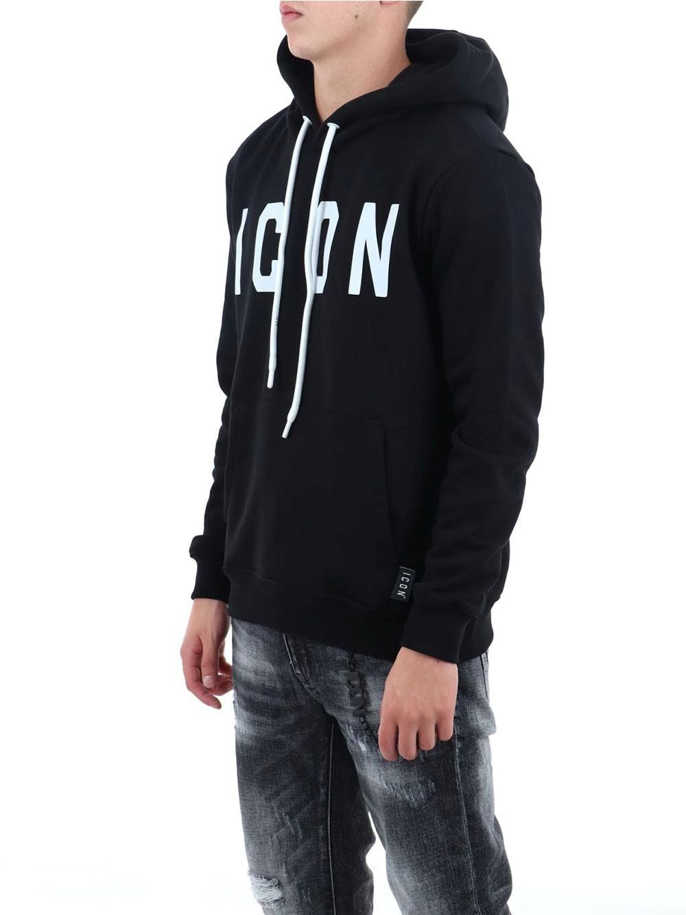 Felpa Icon CAPPUCCIO C/LOGO GRANDE Uomo - Nero