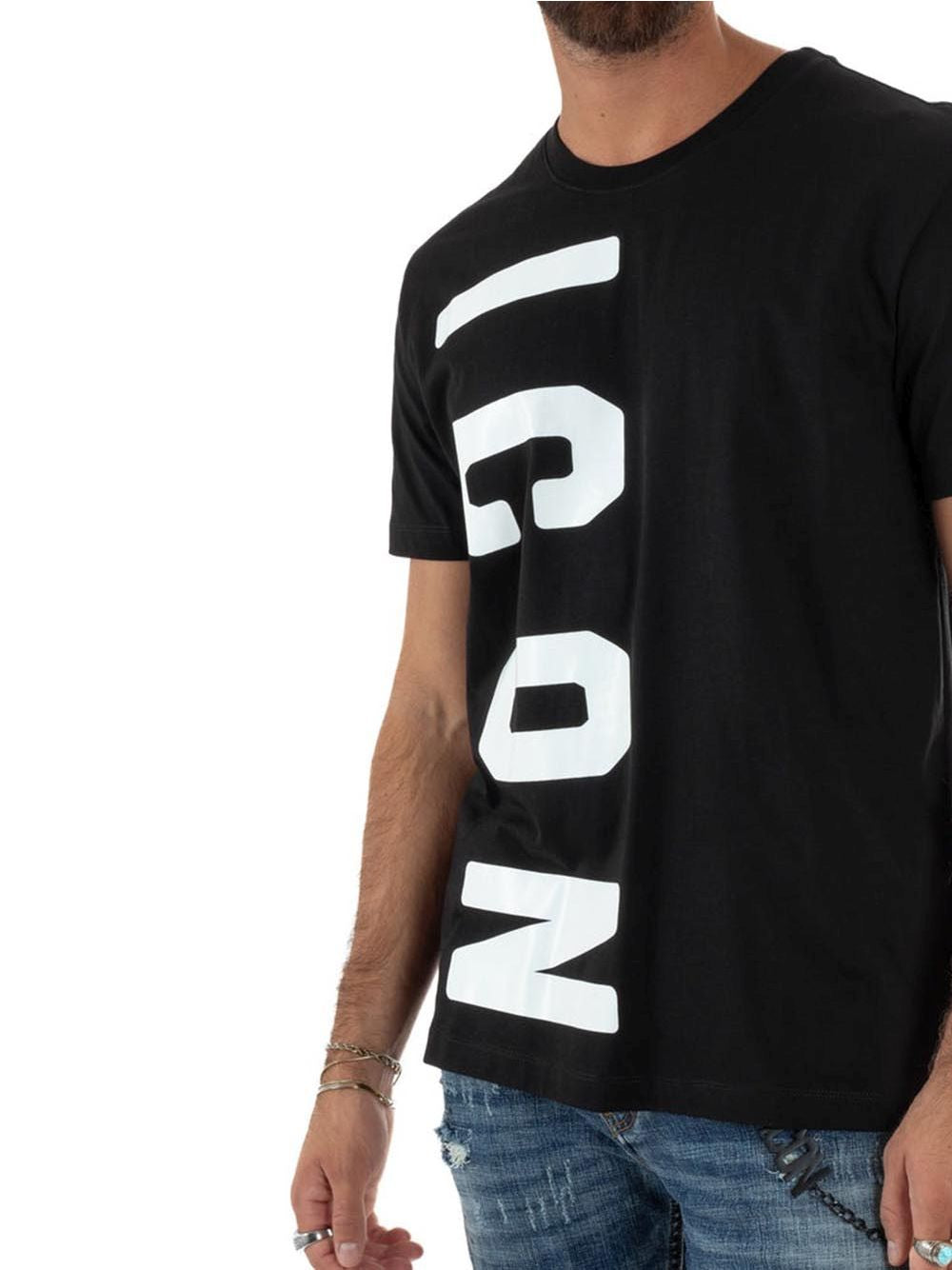 T-shirt Icon LOGO VERTICALE GRANDE Uomo - Nero