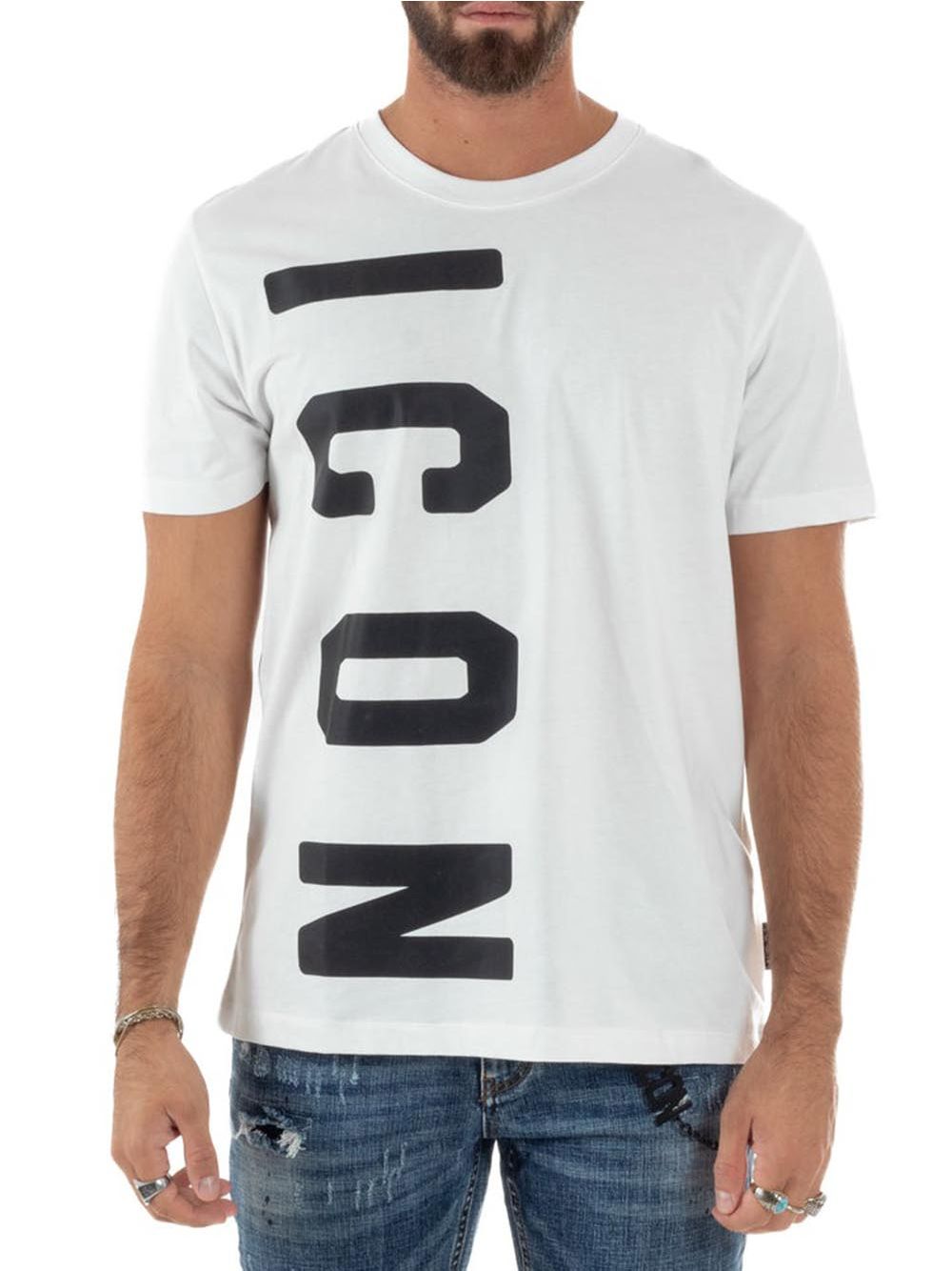 T-shirt Icon LOGO VERTICALE GRANDE Uomo - Bianco