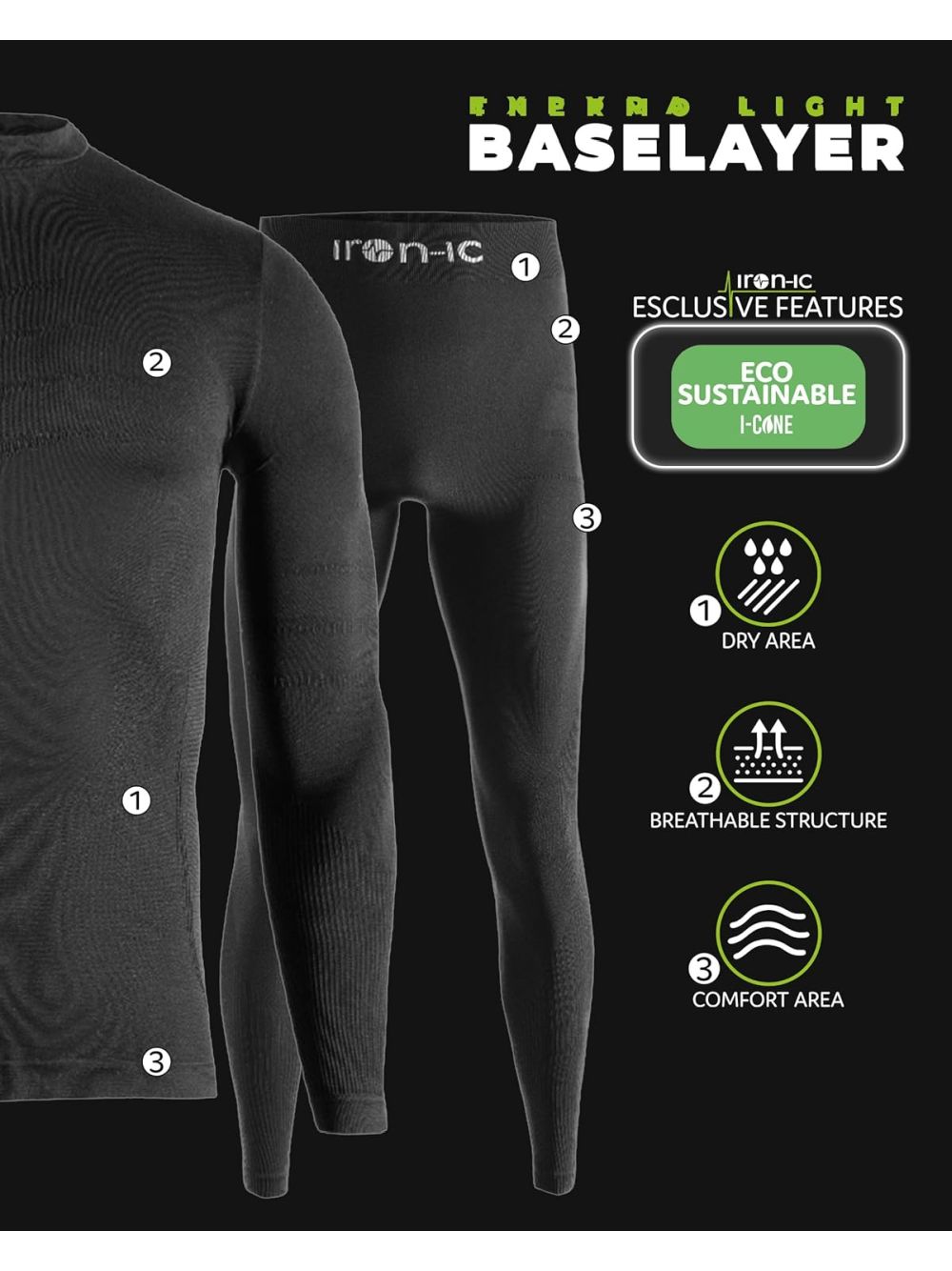 Intimo Sci IroN-ic irn icone 2.3 Unisex Bambino - Nero