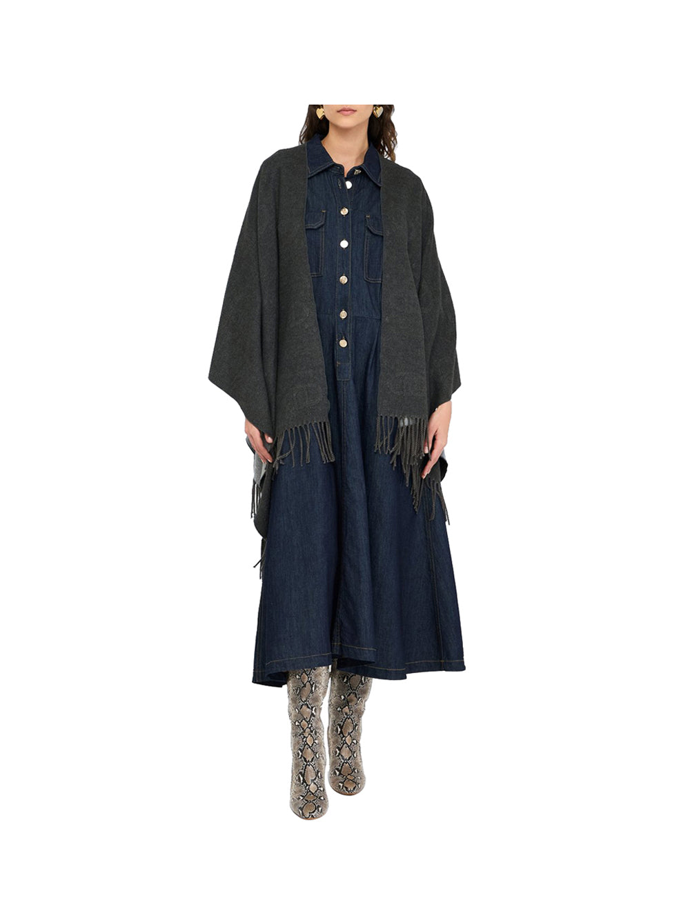 Poncho Liu Jo EMBOSSED Donna - Grigio