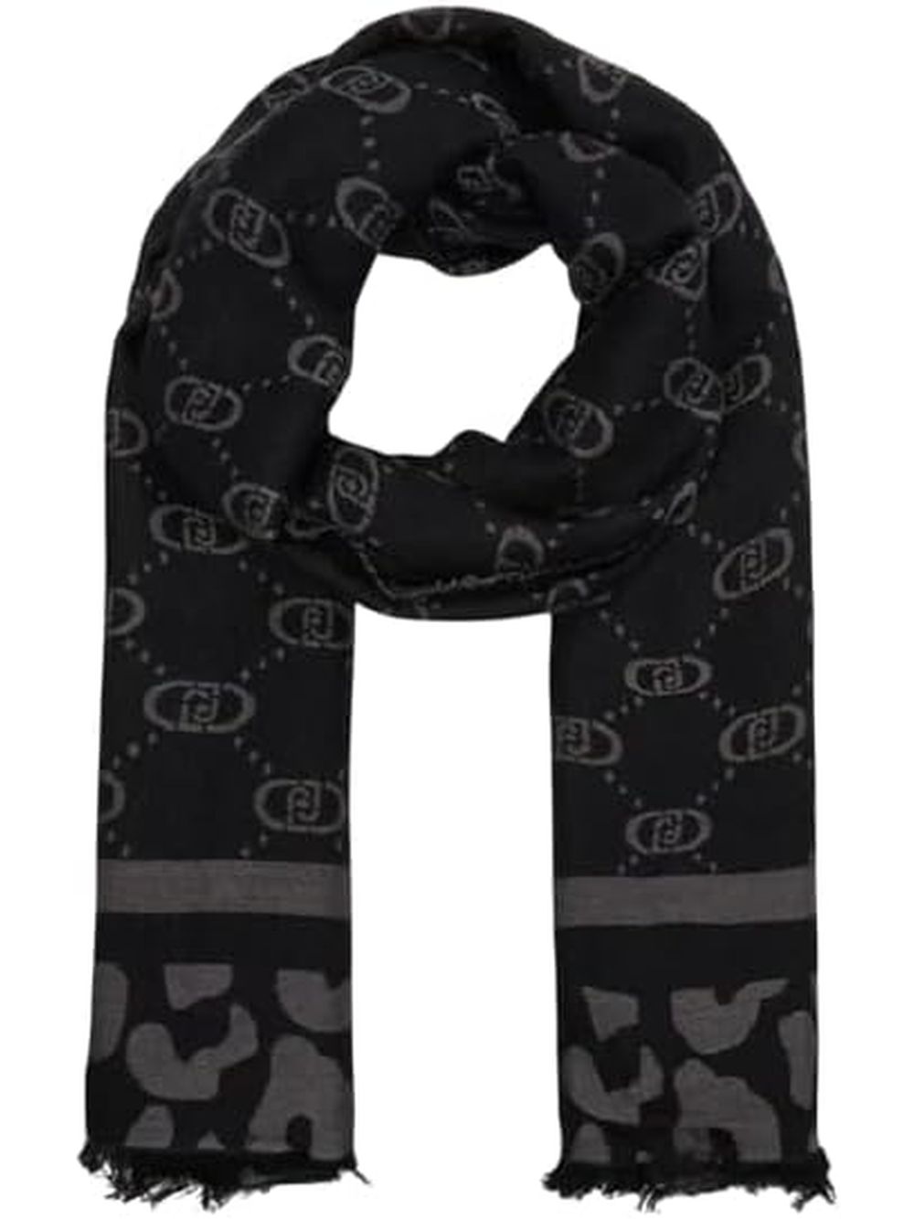 Sciarpa Liu Jo STOLA JACQUARD MONOGRAM ANIMAL Donna - Nero