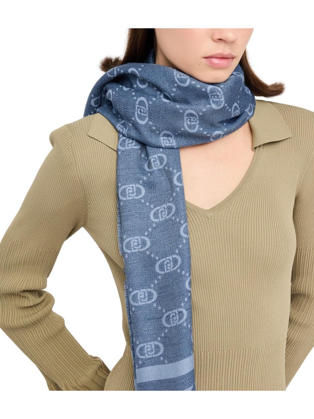 Sciarpa Liu Jo STOLA JACQUARD MONOGRAM ANIMAL Donna - Blu