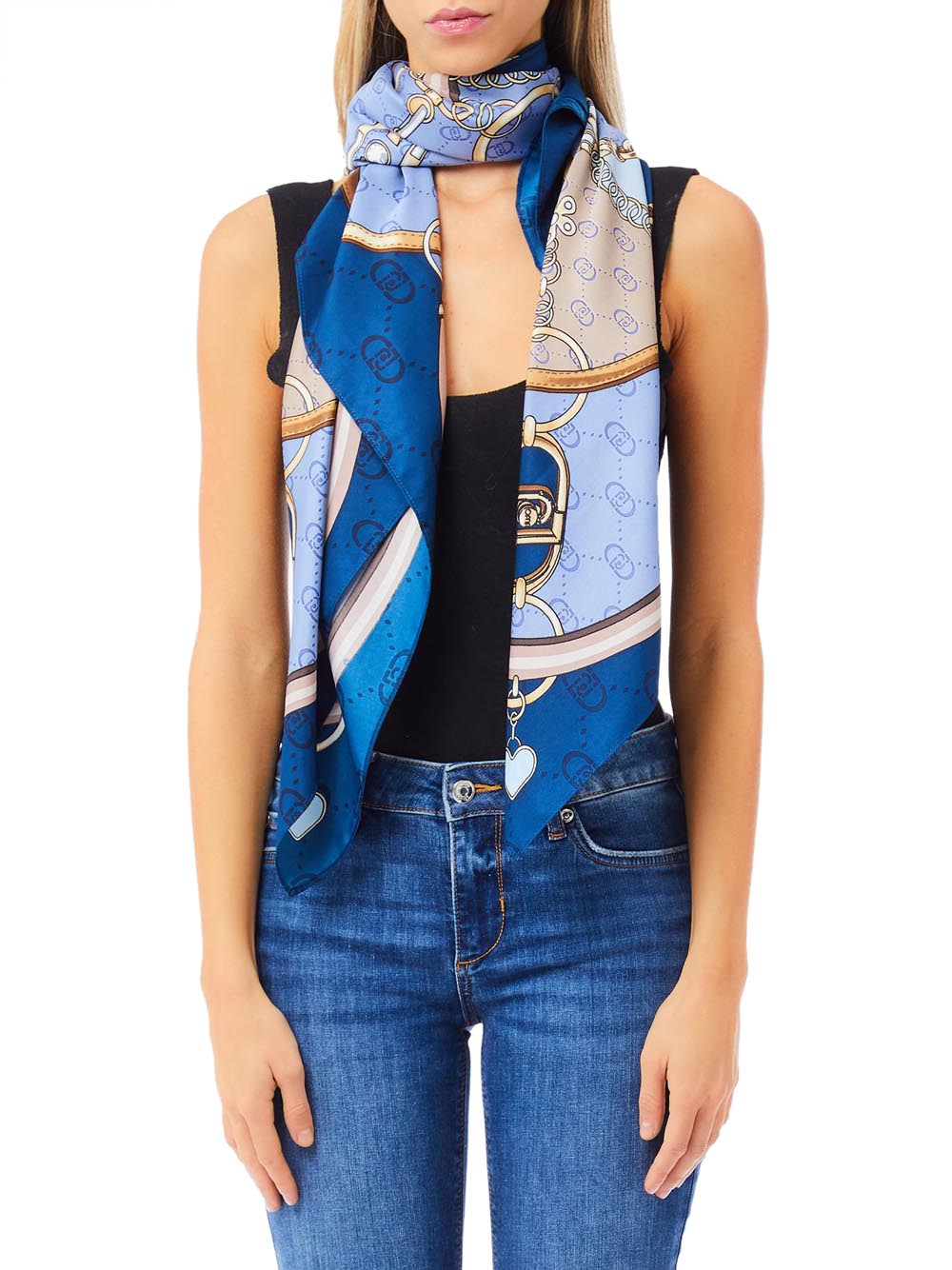 Foulard Liu Jo FLOWER METALWARE 120X1 Donna - Blu