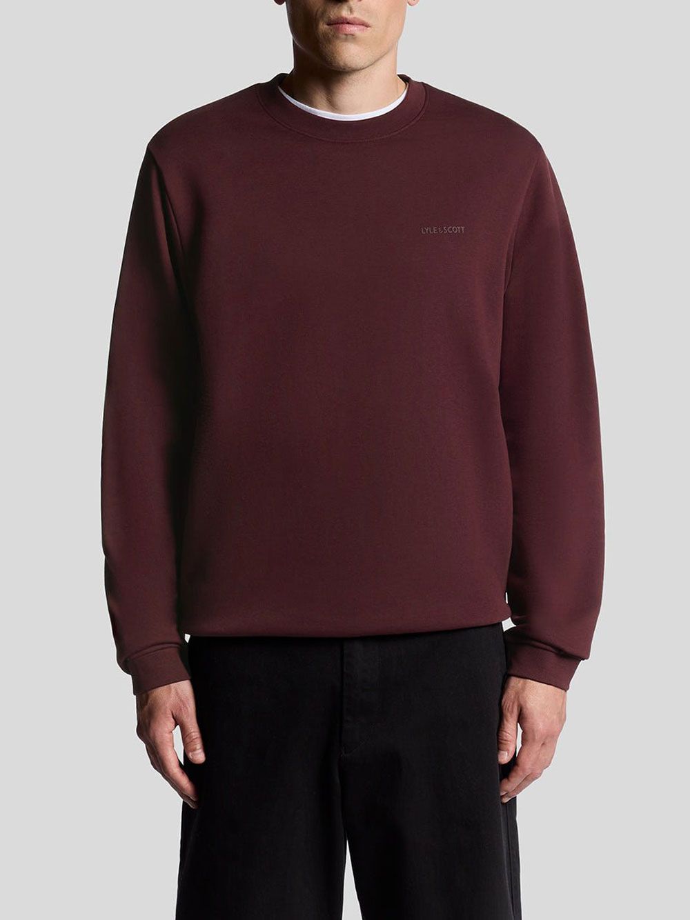 Felpa Lyle & Scott logo brushback crew Unisex - Bordeaux