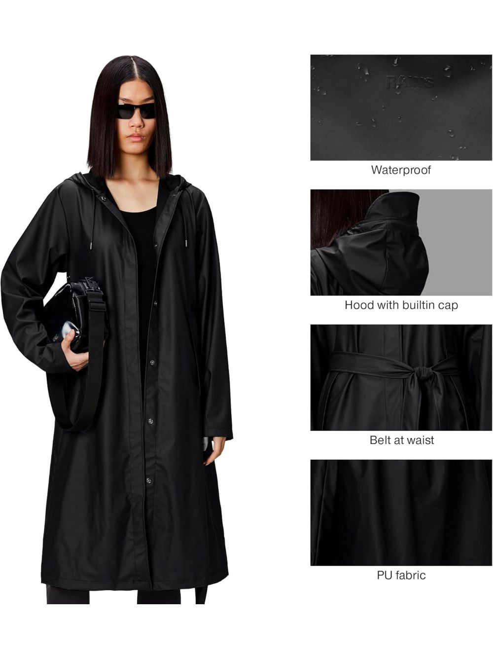 Impermeabile Rains Unisex - Nero