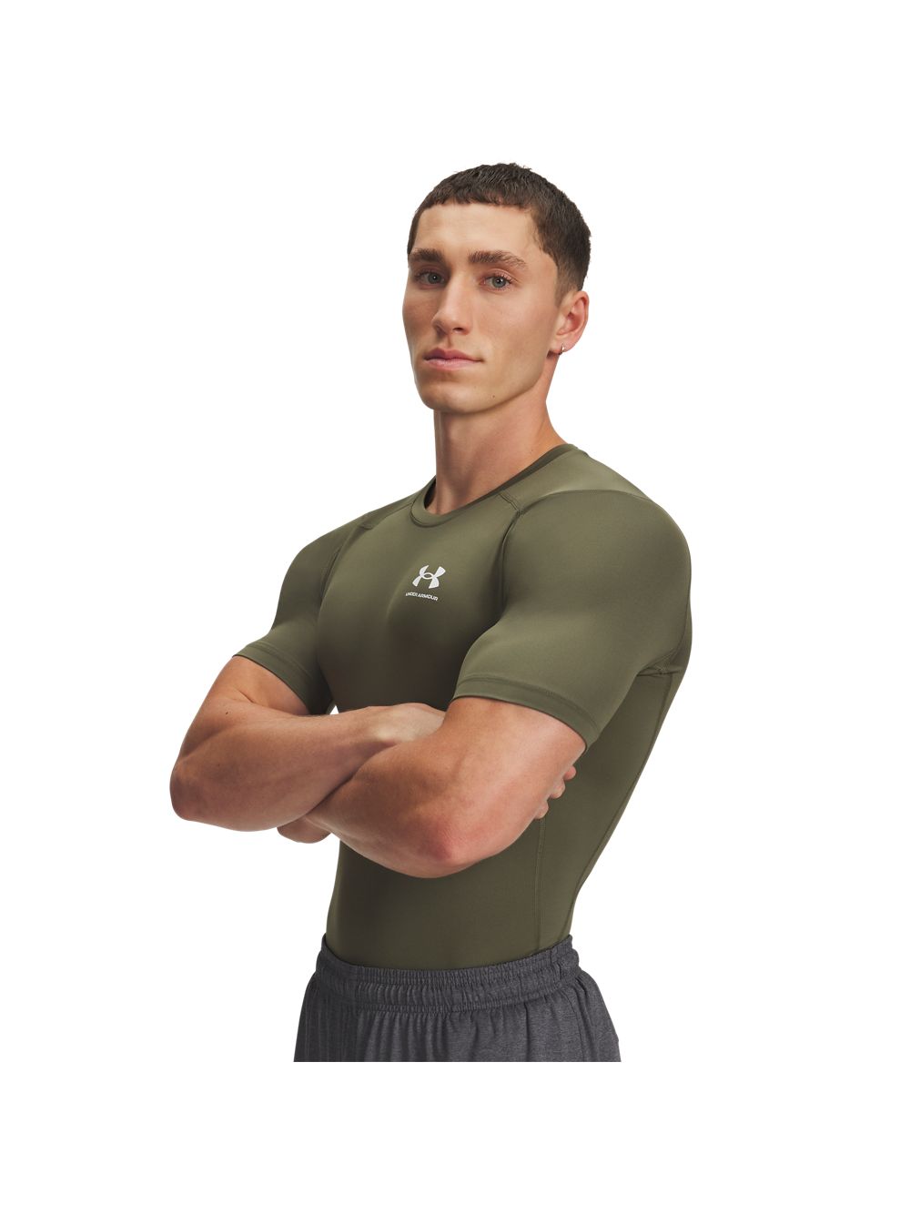 T-shirt Sportiva Under Armour HG ARMOUR COMP SS Uomo - Verde