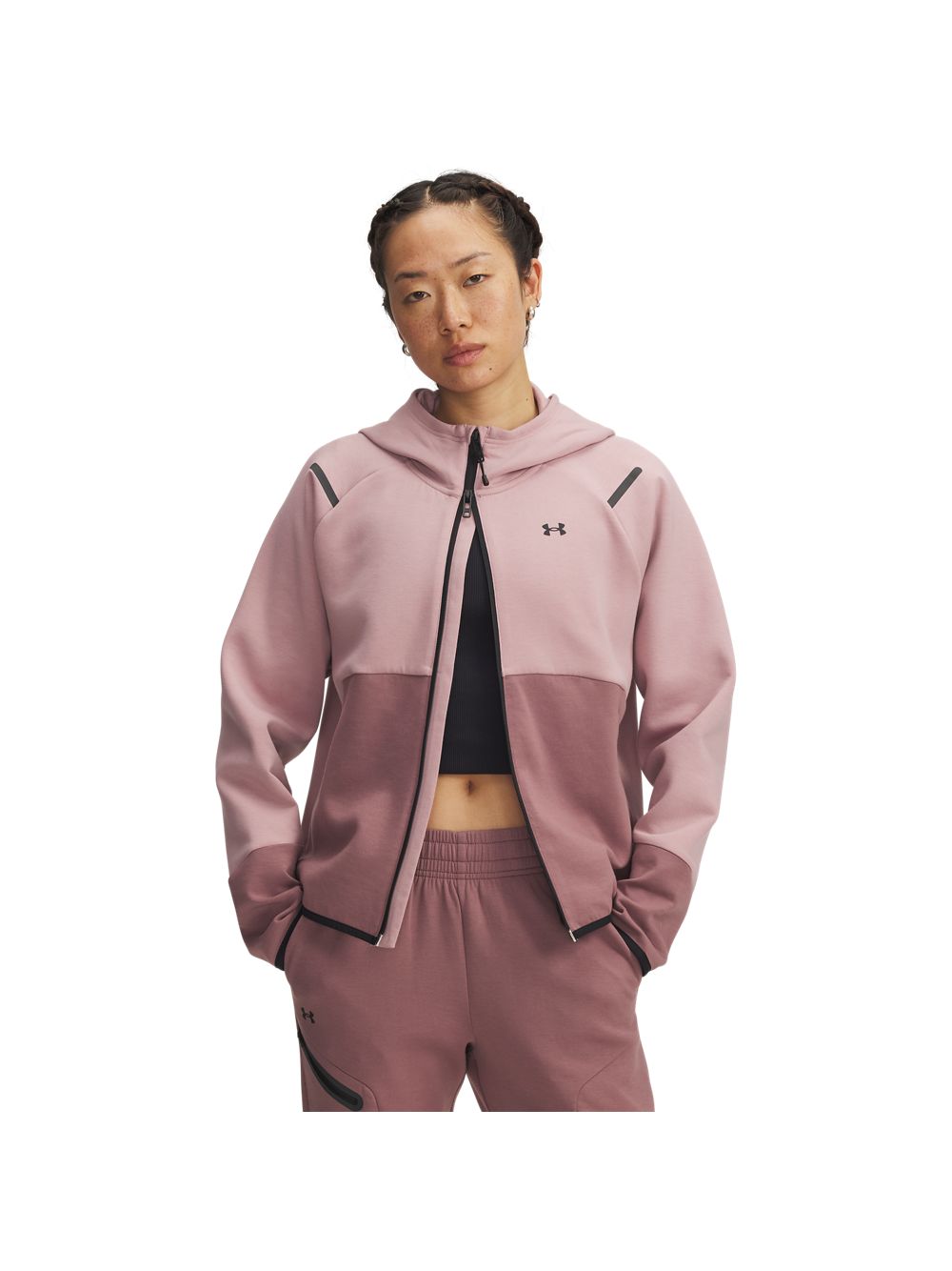 Felpa Under Armour UNSTOPPABLE FLEECE FZ Donna - Rosa