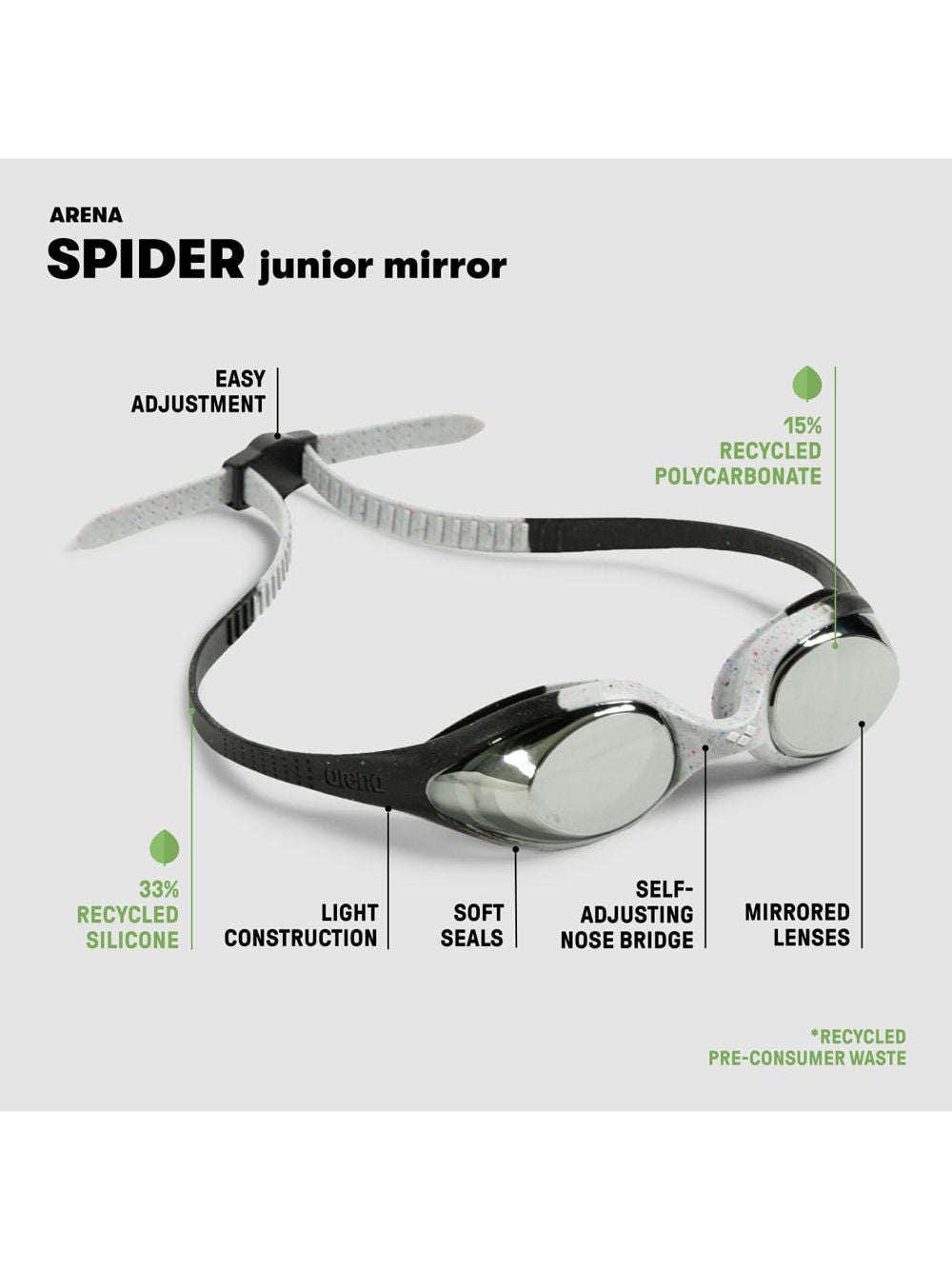 Occhiali - Occhialini Arena SPIDER JR MIRROR Unisex Bambino - Nero