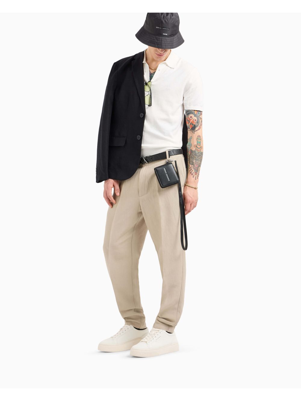 Polo Armani in piquet con dettagli a contrasto Uomo - Bianco