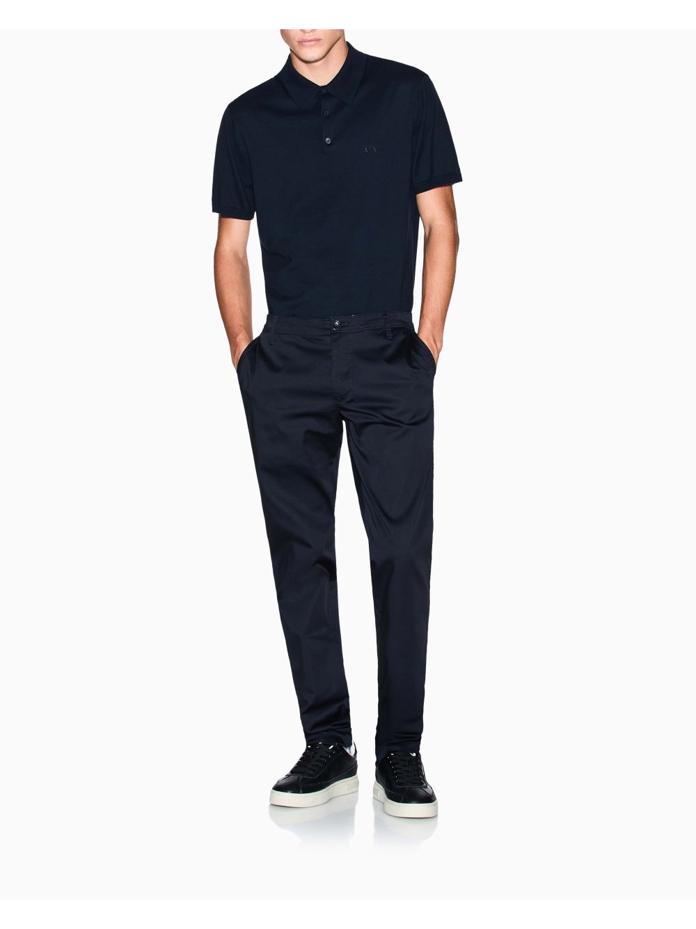 Polo Armani in piquet con dettagli a contrasto Uomo - Navy