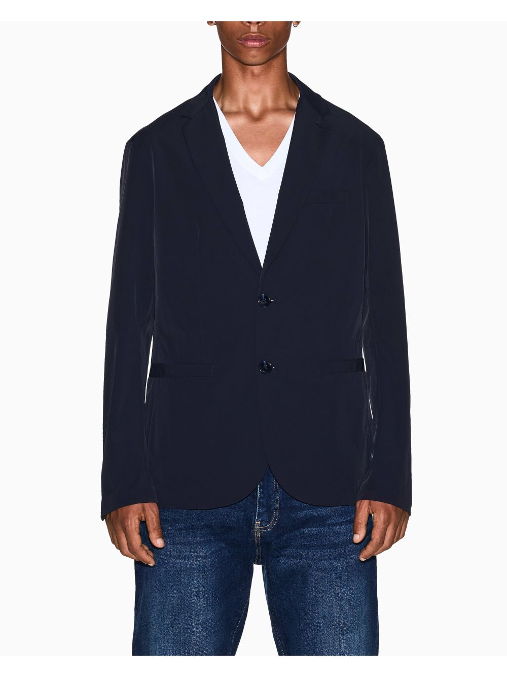 Giubbino Armani monopetto in twill ultra stretch Uomo - Navy