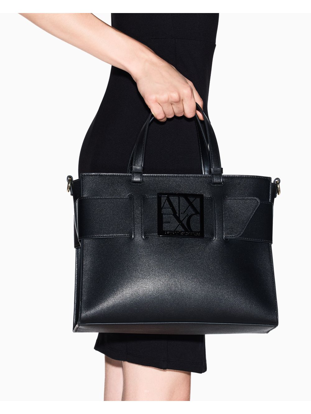 Borsa Armani con doppi manici e tracolla Donna - Nero
