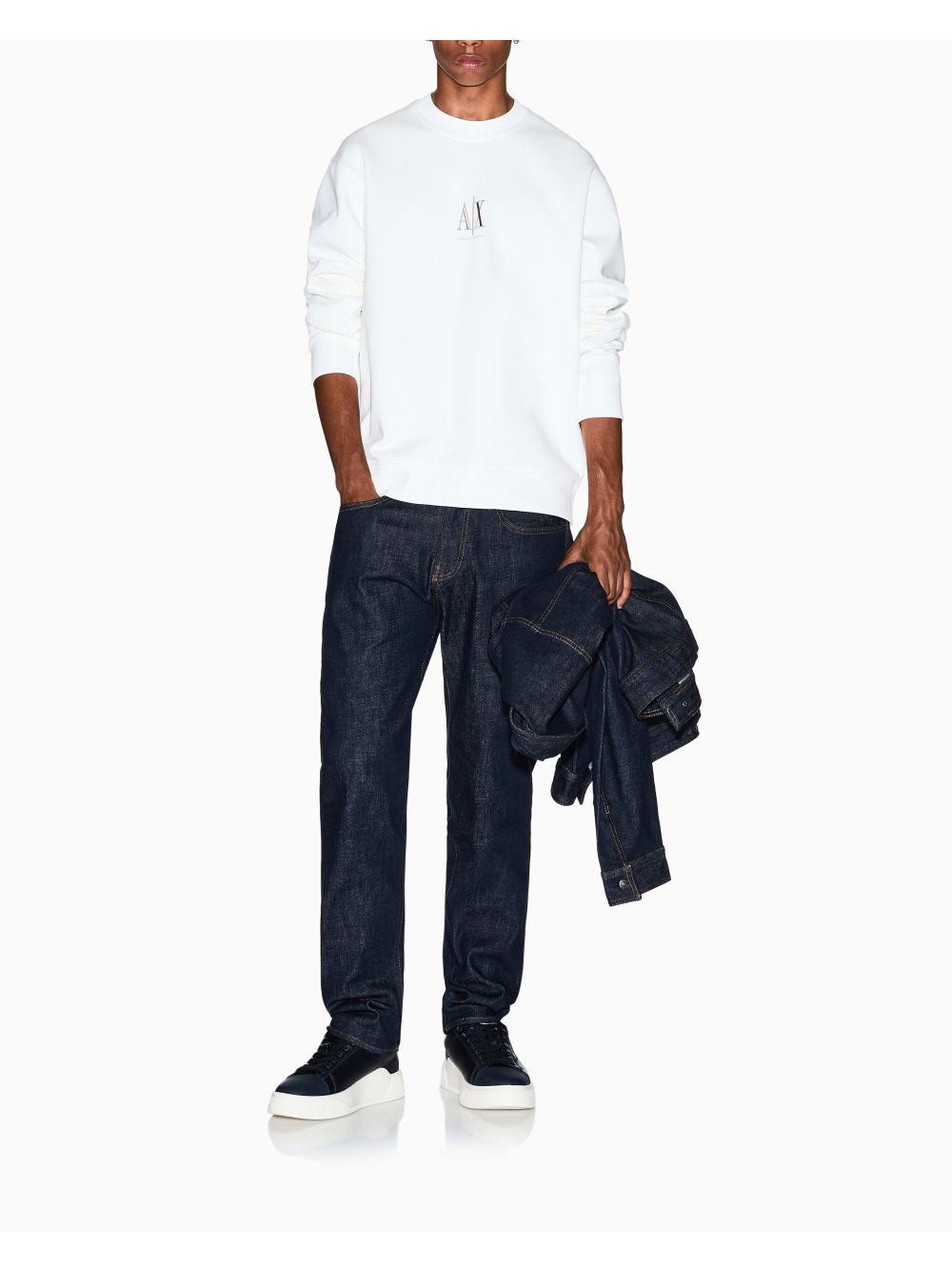 Felpa Armani girocollo in cotone Uomo - Bianco